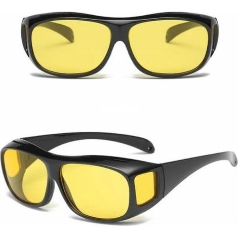Lunettes de conduite noires - Lunettes de vision nocturne jaunes (1/5)