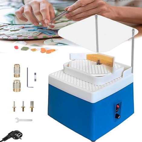 Broyeur à Verre, 65W 4200Tr/Min Broyeur à Double Couche Pour Vitraux 220 V Mini-Outil De Broyage Portable Machine à Broyer Le Verre Et La CéRamique Avec Support à DéFlecteur (1/5)