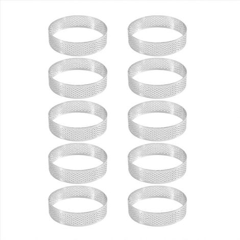 10 pièces circulaire acier inoxydable cercle à tarte Tower tarte gâteau moule (1/5)