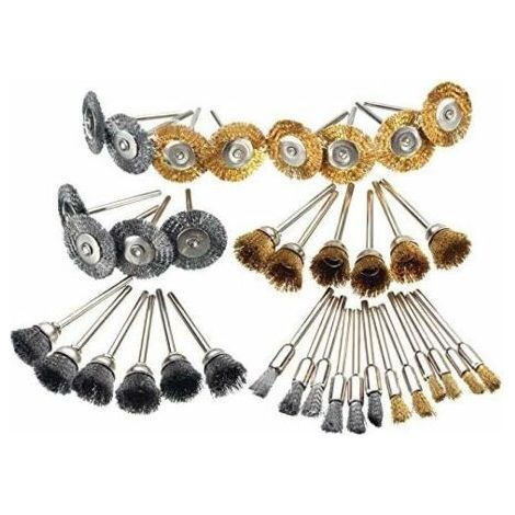 Brosse métallique de 36 pièces, brosses de polissage en laiton en acier, brosses métalliques, polissage, nettoyage, laiton, kit d'outils rotatifs (1/5)
