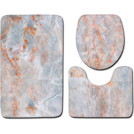 Tapis De Bain Anti-Dérapant - Tapis De Salle De Bain Et De Cuisine - Tapis D'Entrée - 3 Pièces - Flanelle - 45 X 75 Cm