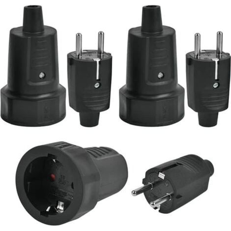 Connecteur étanche IP44 mâle 2P+T 250V 16A avec 3 prises femelles, bloc en caoutchouc robuste, prise multiple étanche pour extérieur, adaptateur industriel 2 pôles avec joint en gomme (1/5)