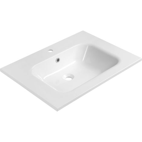 Vasque en marbre coulé ARECA, 71x51,5cm, blanc (1/4)