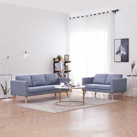 vidaXL Set de sofás de 2 y 3 plazas de tela gris claro (1/4)