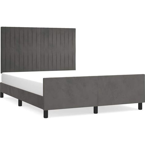 Maison Exclusive - Cadre de lit sans matelas gris foncé 140x190 cm velours (1/5)