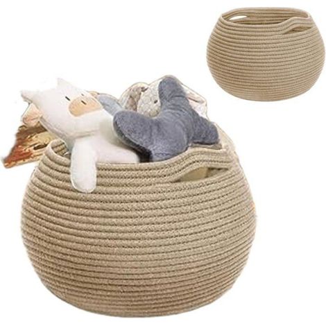 1 Panier de rangement, fourrure synthétique, 25,5x21 cm, noir, pour jouets vêtements salon chambre salle de bain (1/5)