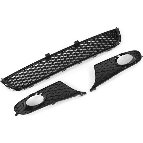 Grille inférieure de pare-chocs avant noire brillante en nid d'abeille + grilles antibrouillard pour Mk6 Standard 2009-2013 (1/5)