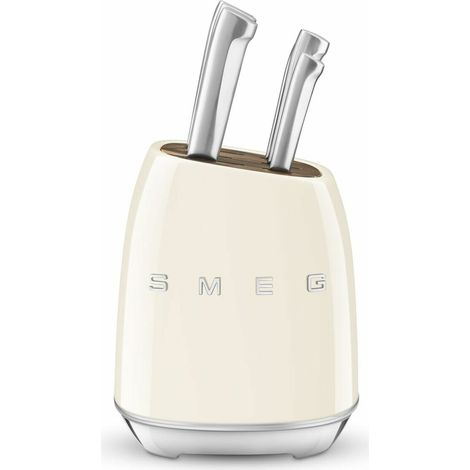 Smeg KBSF02CR Messerblock Schlitzmesserblock Kunststoff, Edelstahl, Holz Chrom, Cremefarben, Holz (1/5)
