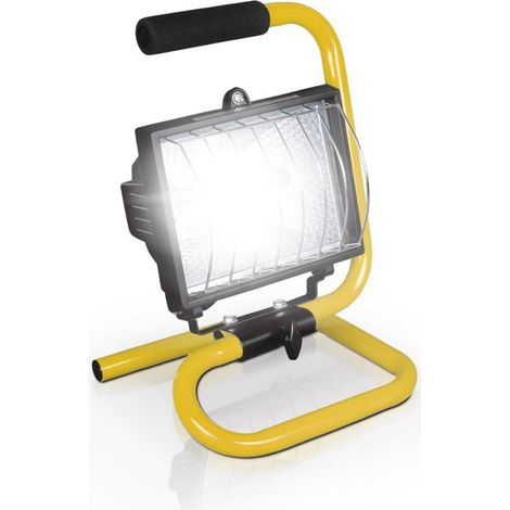 Outifrance – Projecteur halogène 500W sur cadre – Grille de protection – Pour chantiers humides – Orientation réglable avec poignée (1/2)