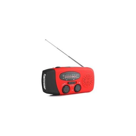 Radio Solaire Portable, Main Manivelle Self Powered AM/FM/NOAA Radio, Dynamo Météo Radio Appareil d'urgence avec 3-LED Lampe de Poche et Chargeur de Téléphone pour Randonnée Camping Rouge (1/4)