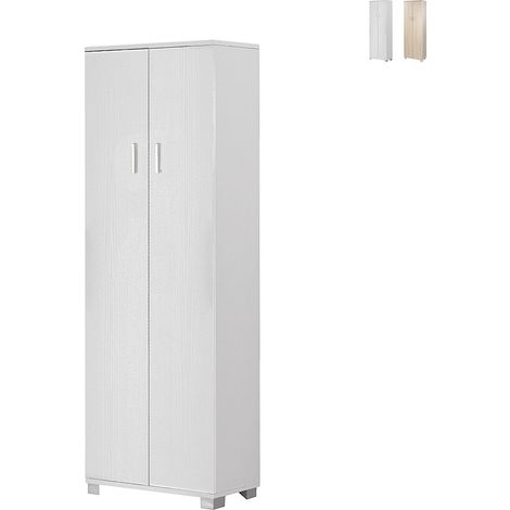 Mehrzweck-Schuhschrank mit zwei Türen und fünf Einlegeböden Esche Weiß 62x34x h178 cm (1/5)