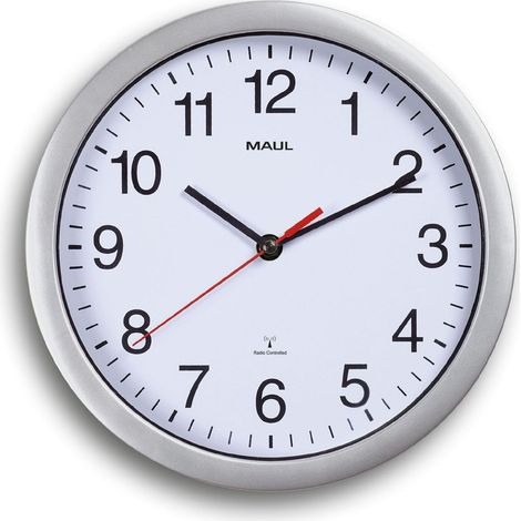 Horloge Murale 25 cm, Horloge Radiopilotée Élégante, Horloge Classique pour Le Bureau, l'Atelier et à la Maison, Bonne Lisibilité, Argenté (1/5)