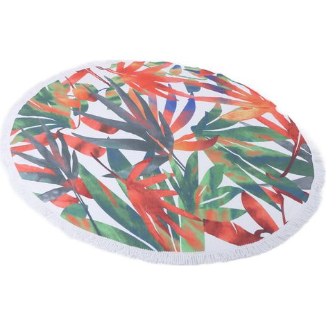 Décoration de dortoir : serviette de plage ronde, serviette de plage imprimée numériquement, jupe portefeuille à pompons, motif de décoration murale 1 (1/5)