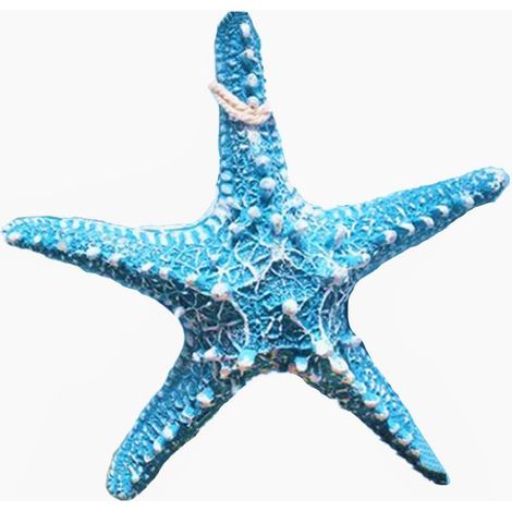 RAYLINE-DO Étoile de mer créative en résine style méditerranéen en forme d'étoile de mer à cinq branches Bleu clair Décoration murale à suspendre pour la maison, le restaurant, la maternelle (1/5)