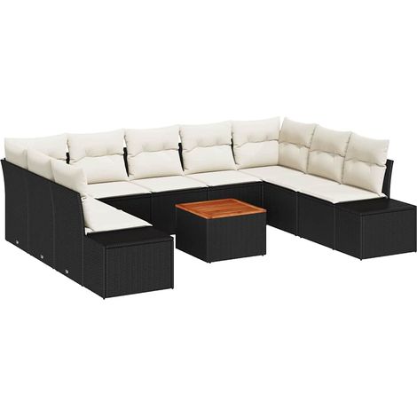 Maison Exclusive - Gartensofa-set mit Kissen 10 pcs Schwarz Poly-