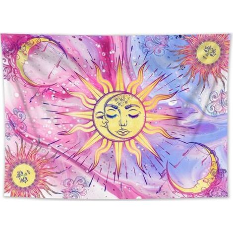 1 Tapisserie, polyester, effet marbre rose, tie-dye, décoration murale chambre salon (1/5)