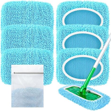 Lot de 6 serpillères sèches pour Lavables - pour Wet/Dry - Nettoyage Rapide des Taches de Sol (sans serpillère)