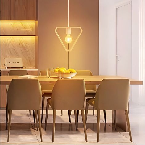 Suspension Lumineuse Triangulaire Bois Naturel - Douille E27 - Sans Ampoule - Style Déco Japonaise (1/3)
