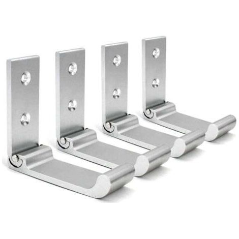 ALLIANDIS(Argent) Crochets Muraux Pliables, 4 Pièces Support Casque Mural, Crochets pour Manteaux Invisibles, Crochet Mural en Aluminium, Avec Vis, Patère (1/4)