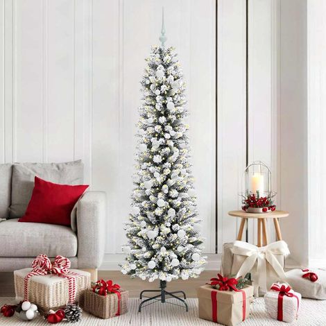 Künstlicher Weihnachtsbaum mit 300 LEDs mit Ständer Weiß 180 cm