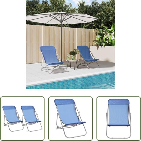Chaise de jardin - Chaises plage pliantes lot de 2 textilène acier enduit poudre (1/5)