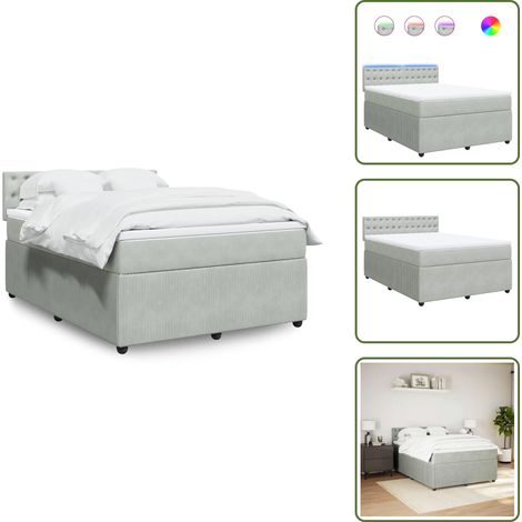 Boxspringbett mit Matratze Hellgrau 160x200 cm Samt - Boxspringbett - Boxspringbetten - Bett - Schlafzimmermöbel (1/5)