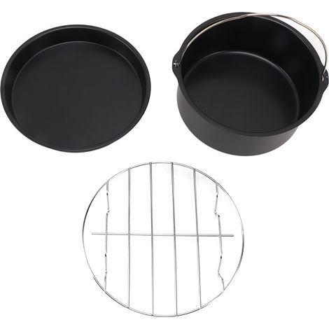 Plateau à pizza noir 7 pouces, accessoire pour friteuse, baril de cuisson en acier inoxydable, antiadhésif, compatible lave-vaisselle (1/5)