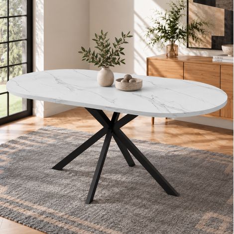 Tavolo estensibile 160x80x75,5 cm in MDF bianco con prolunga integrata - MEUBLIV (1/5)