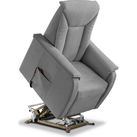 Poltrona Alzapersona Elettrica 2 Motori 82x108x84 cm Baila in Microfibra Dispositivo Medico 1 Grigio Chiaro (1/3)