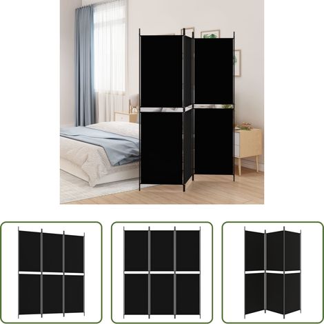 Raumteiler -  3-tlg. Paravent Schwarz 150x180 cm Stoff (1/5)
