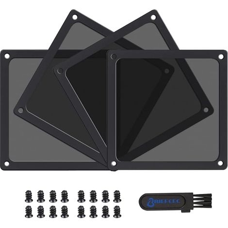 Ventilateur PC Filtre Grille Ventilation Filtre Poussière PC, 120mm Magnétique PVC Cadre pour PC Grille Ventilateur/Alimentations/Modems/Routeurs(NYLON, 120 120mm, Noir) (1/4)