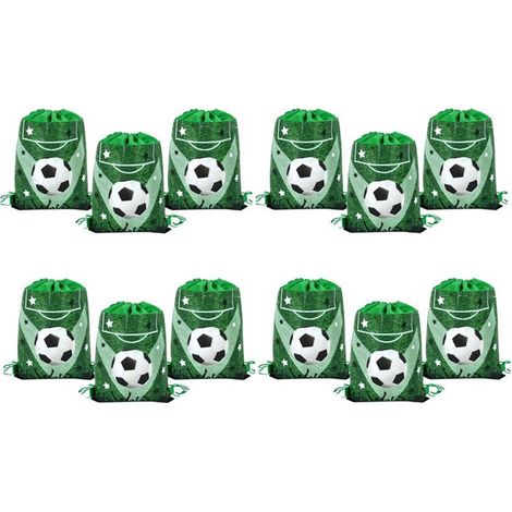 12 Bolsas de regalo para fiestas de fútbol con cordón, Bolsas de regalo de fútbol, Suministros de decoración para fiestas temáticas deportivas infantiles B