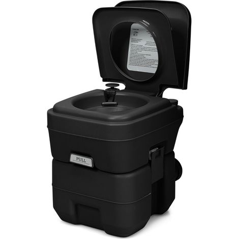 Toilettes chimiques portables 36 x 42 x 36 cm pratique léger réservoir 20 litres étanche en HDPE noir (1/2)