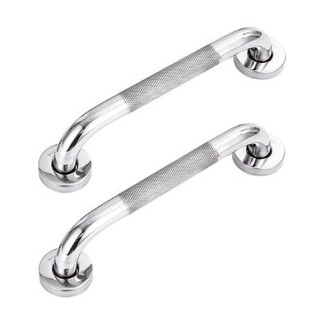 Lot de 2 poignées de sécurité pour douche en inox 304, barres d'appui murales 40 cm avec revêtement antidérapant (1/4)
