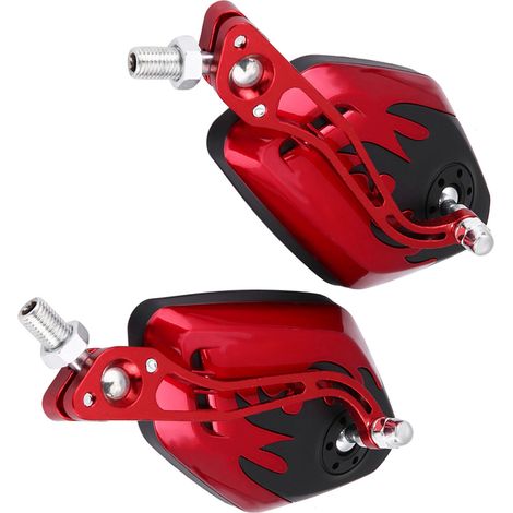 Rétroviseurs universels moto scooter en aluminium flammé rouge, 8mm 10mm, paire (1/5)