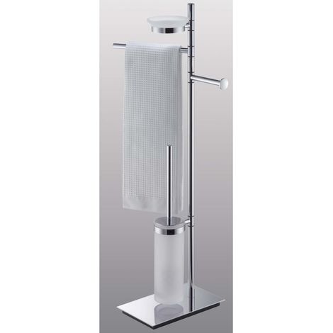 COLOMBO DESIGN Square piantana con porta sapone, rotolo, scopino e salviette cromato codice prod: B99030CR (1/2)