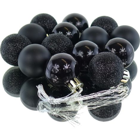 Weihnachtskugeln Black schwarz bruchfest Ø 3 cm aus Kunststoff - 14er Set (1/2)
