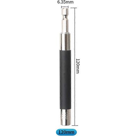 Tournevis à rallonge avec mandrin hexagonal à dégagement rapide et guide de vissage magnétique pour embouts de vissage, 80/120/140 mm (1/4 pouce).