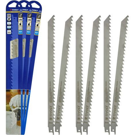• Lot de 6 lames de scie sabre INOX, spécial alimentaire, glaces et aliments congelés, attache universelle TECHNIC, L300 (1/3)