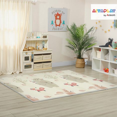 Faltbare und wendbare Babyspielmatte, dicke Schaumstoffmatte, 200 x 150 x 1,5 cm, mehrfarbig