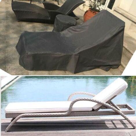 Housse pour Chaise Longue Jardin. Tissu Oxford 210D.Chaise Longue de Jardin Noire. Tissu Oxford sur Les Meubles de Balcon de Jardin. (1/4)