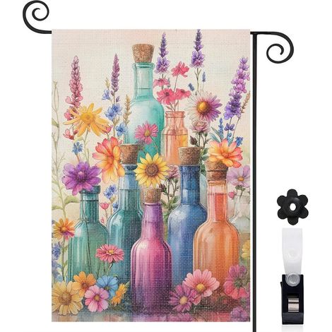 Drapeau de jardin vertical décoration maison toile résistante double face 30 x 45 cm pour balcon terrasse (1/5)
