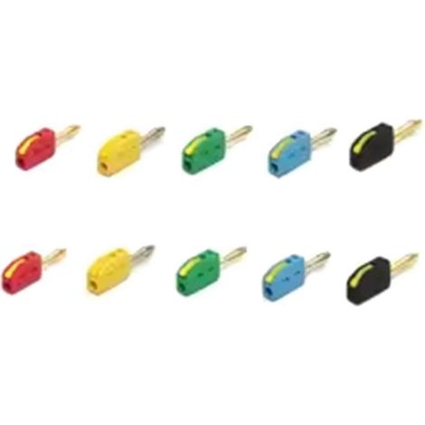 Packung mit 10 Bananensteckern (4 mm), Schnellanschluss, vergoldet, 32 A, für elektrische Prüfungen (1/5)