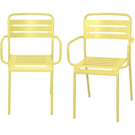 Set of 2 steel garden armchairs, 2 seater, yellow, Amelia, W50.4 X D53 X H79.5cm (1/5)