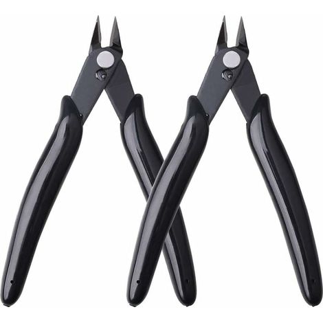 ZVD Alicates de corte diagonal de precisión Yuanzi (2 unidades) para cables eléctricos y joyería (negros) (1/4)