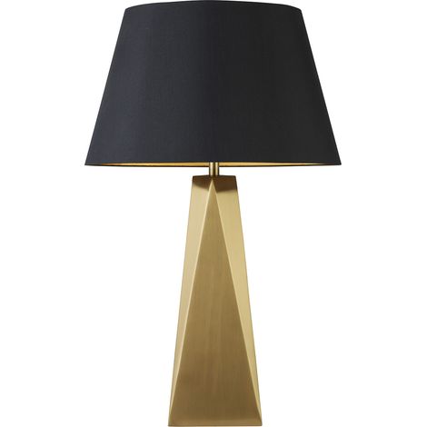 Lampada Da Scrivania Contemporanea Maldon Acciaio Nero Tessuto Oro 1 Luce E27 (1/5)