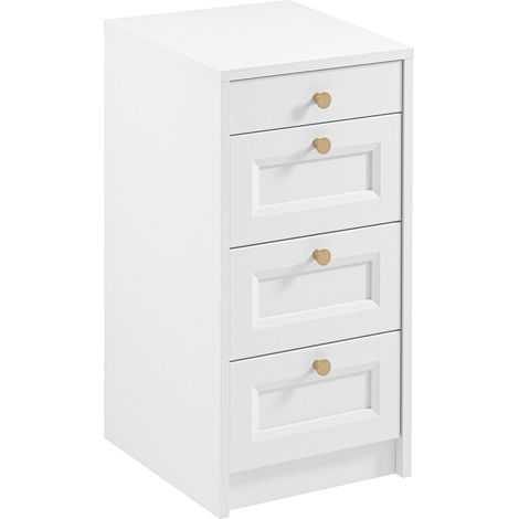 AX LIVING Weiße kleine Kommode Raiane K4SW Mini Kommode Schubladen 40