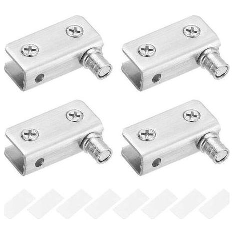 pair Paquet de 2 de porte en verre Charnière à pivot à 90 °, verre sans perforation, acier inoxydable, ajustement pour verre de 5-8mm (1/4)