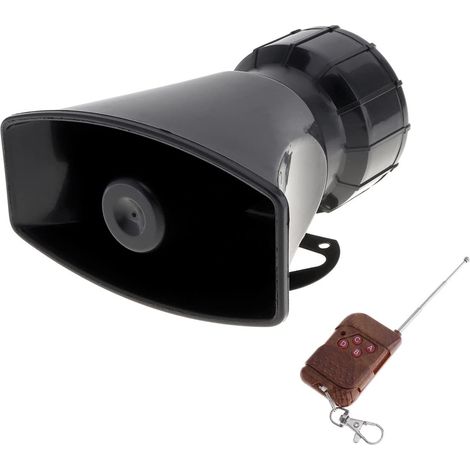 Sounds Laut Auto Warnung Alarm Polizei Feuer Sirene Horn Lautsprecher mit Fernbedienung Braun 12V 100W