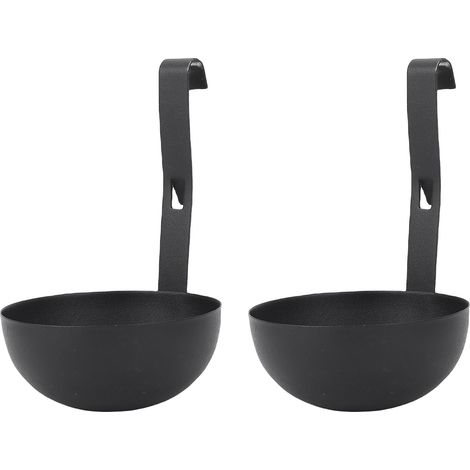 Lot de 2 cuiseurs à œufs pochés antiadhésifs en acier inoxydable, faciles à nettoyer et de couleur noire. (1/5)